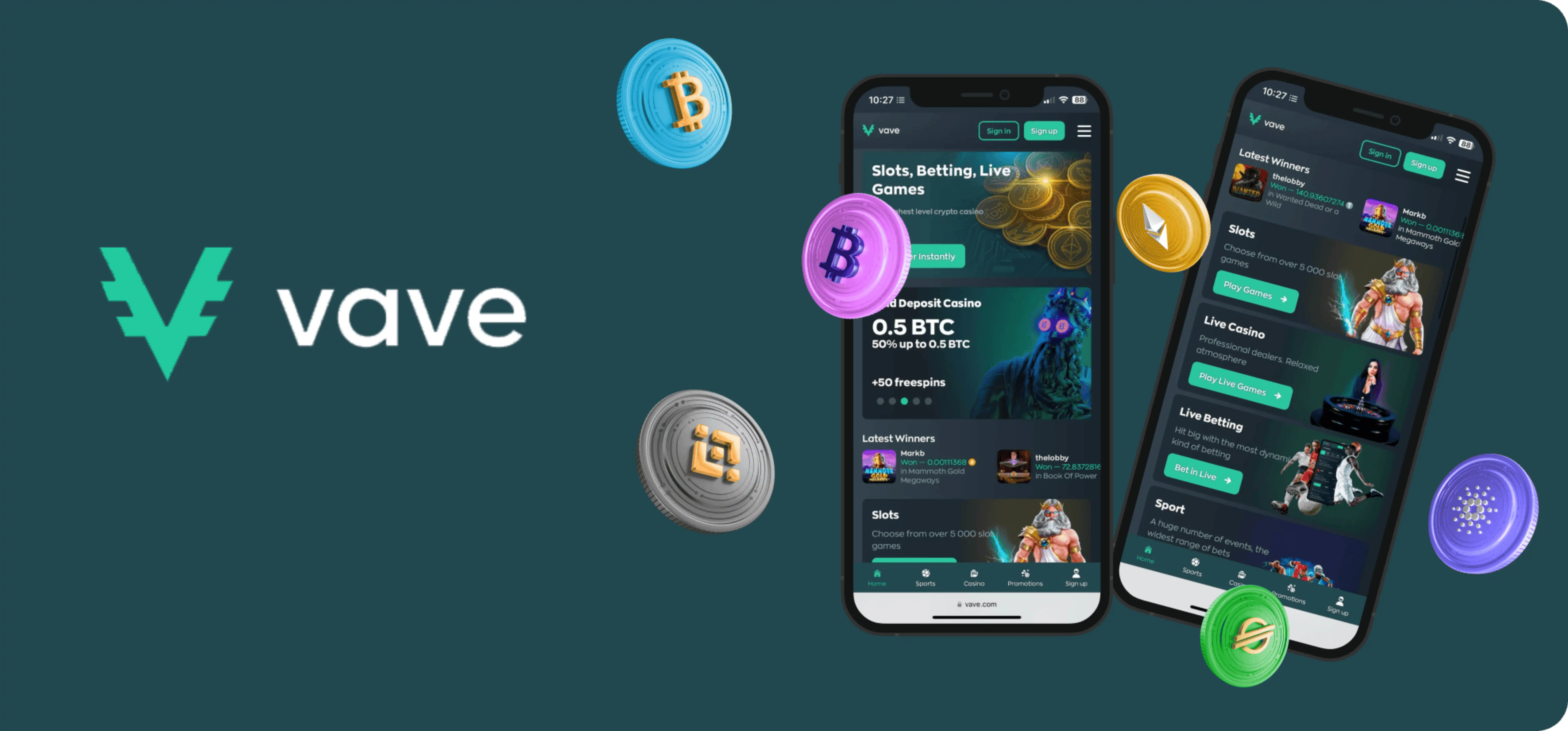 Capture d'écran de l'app Vave Casino